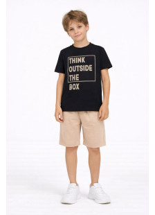 Black TRAX boys' summer set with short-sleeved T-shirt and Bermuda shorts