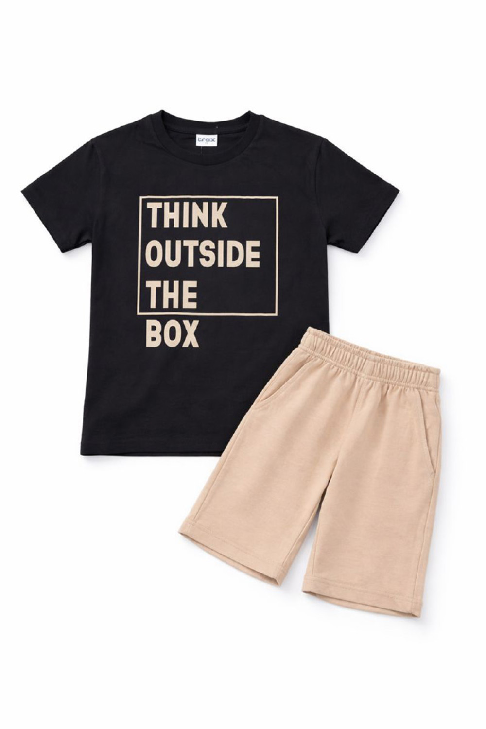 Black TRAX boys' summer set with short-sleeved T-shirt and Bermuda shorts