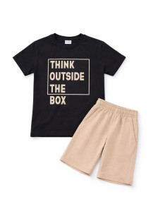 Black TRAX boys' summer set with short-sleeved T-shirt and Bermuda shorts