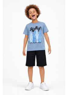 Royal blue TRAX boys' summer set with short-sleeved T-shirt and Bermuda shorts