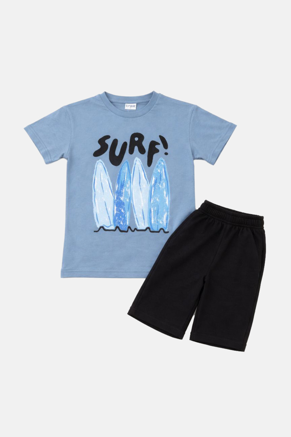 Royal blue TRAX boys' summer set with short-sleeved T-shirt and Bermuda shorts