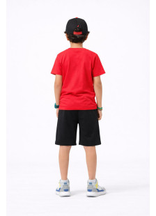Red TRAX boys' summer set with short-sleeved T-shirt and Bermuda shorts