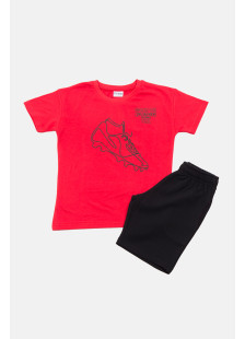 Red TRAX boys' summer set with short-sleeved T-shirt and Bermuda shorts