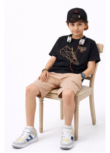 Black TRAX boys' summer set with short-sleeved T-shirt and Bermuda shorts