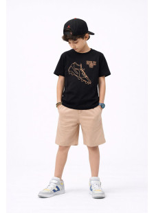 Black TRAX boys' summer set with short-sleeved T-shirt and Bermuda shorts