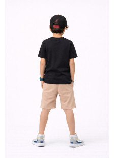 Black TRAX boys' summer set with short-sleeved T-shirt and Bermuda shorts