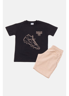 Black TRAX boys' summer set with short-sleeved T-shirt and Bermuda shorts