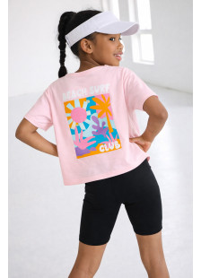 TRAX girls' pink T-shirt and cycling leggings summer set 49126