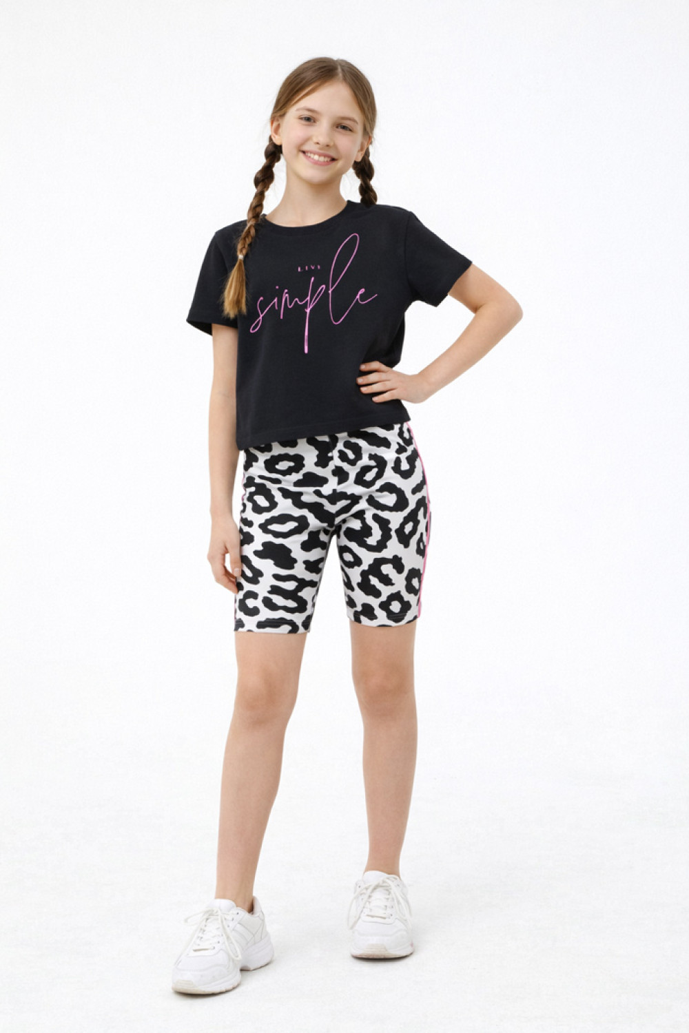 TRAX girls' black T-shirt and cycling leggings summer set 49130
