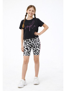 TRAX girls' black T-shirt and cycling leggings summer set 49130
