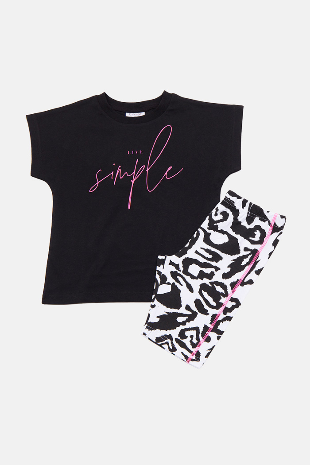 TRAX girls' black T-shirt and cycling leggings summer set 49130