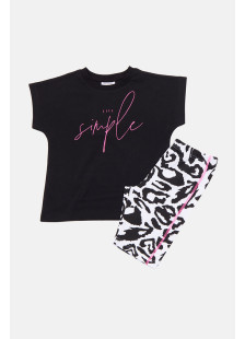 TRAX girls' black T-shirt and cycling leggings summer set 49130