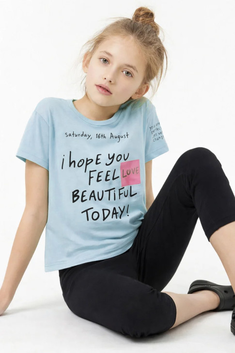 TRAX Girls' Summer T-Shirt & Capri Leggings Set Mint 49115