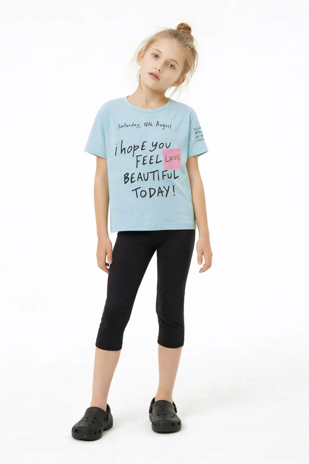 TRAX girls' mint T-shirt and capri leggings summer set 49115