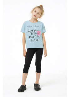 TRAX girls' mint T-shirt and capri leggings summer set 49115