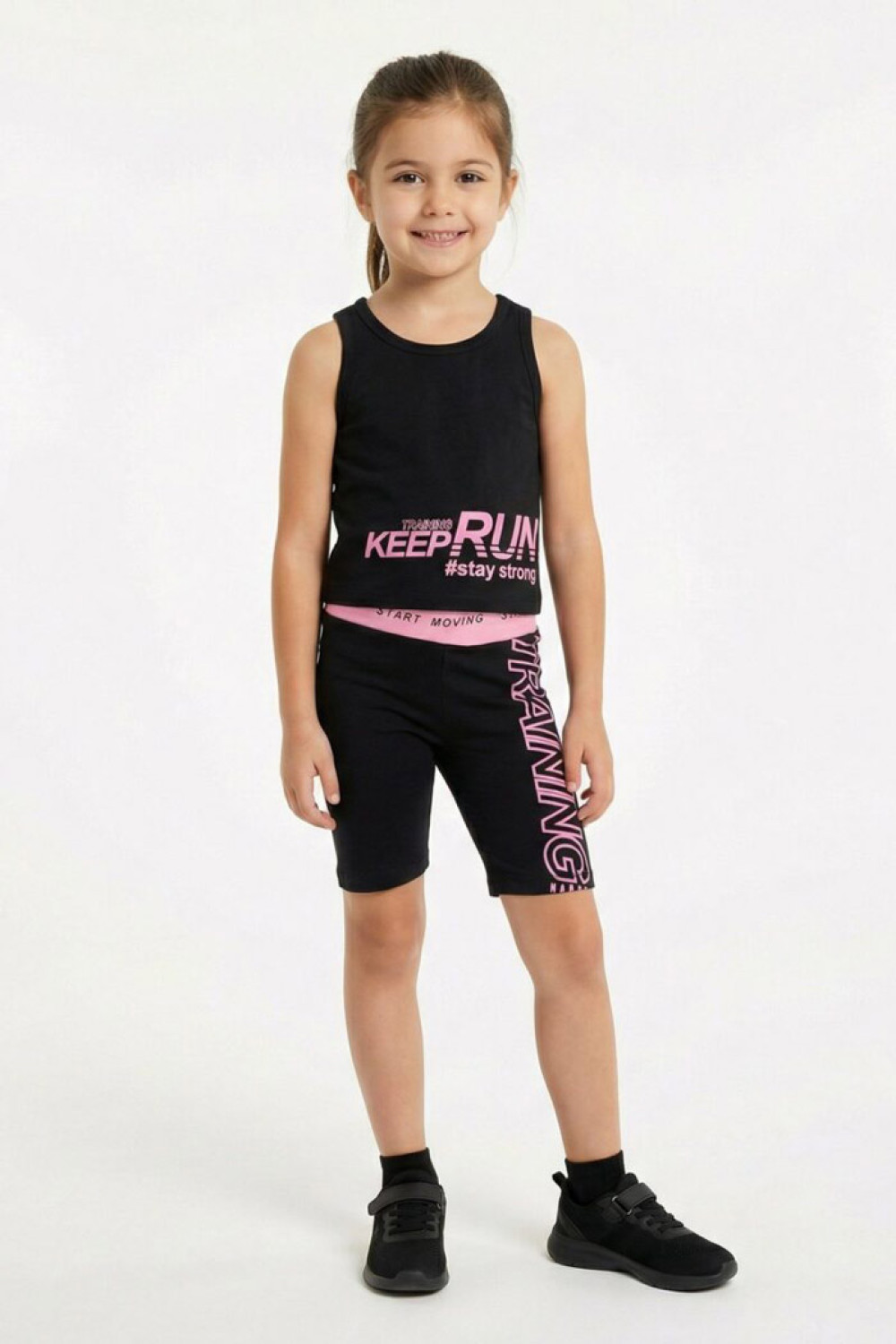 TRAX girls' black sleeveless summer set 49129