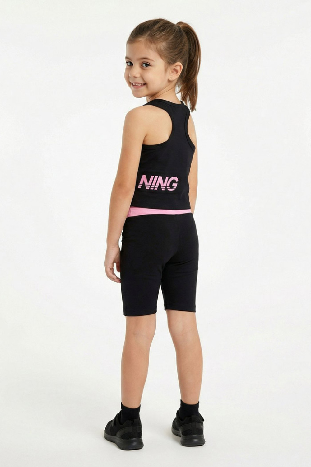 TRAX girls' black sleeveless summer set 49129