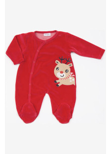 TRAX velour baby romper with button opening