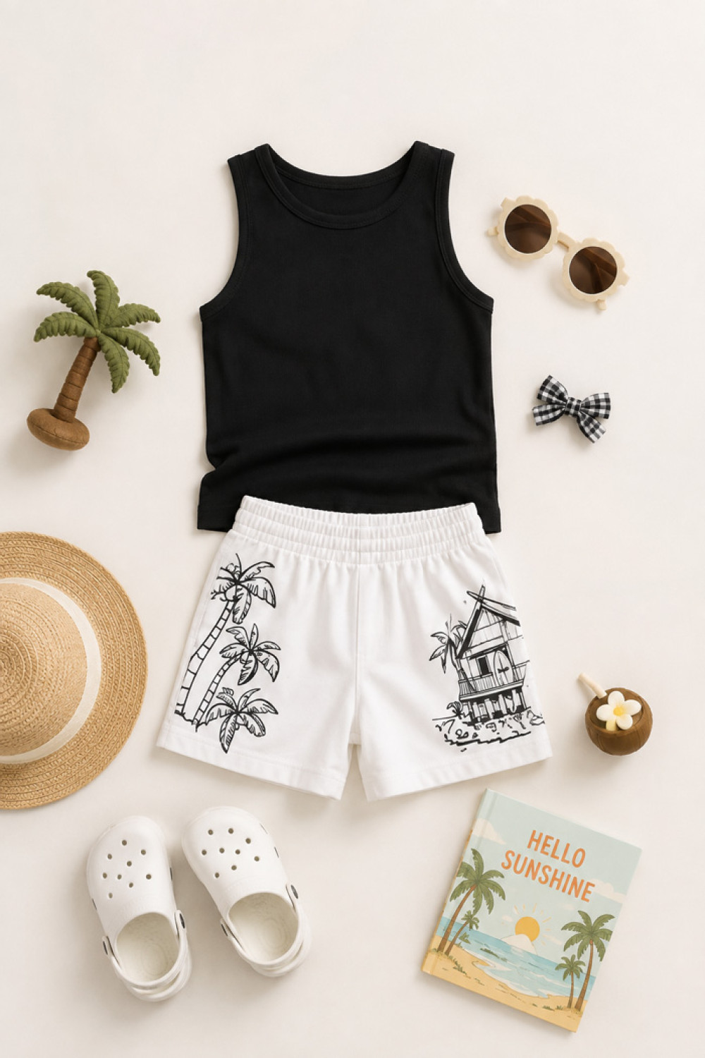 TRAX girls’ black summer set with sleeveless top and bermuda shorts