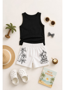TRAX girls’ black summer set with sleeveless top and bermuda shorts