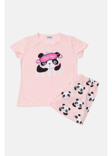 TRAX girls’ pink summer pyjamas with printed top and patterned shorts