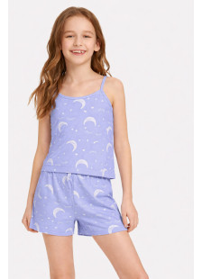 TRAX girls’ lilac summer pyjamas with printed top and patterned shorts