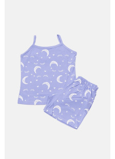 TRAX girls’ lilac summer pyjamas with printed top and patterned shorts