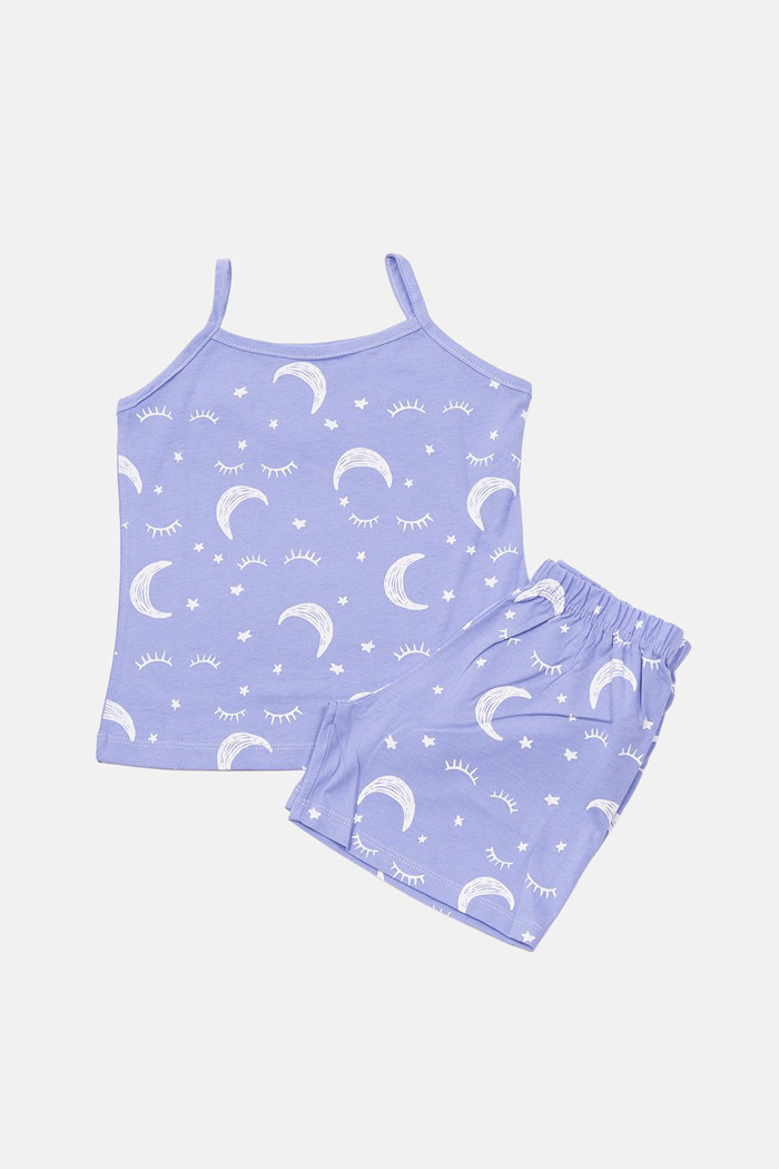 TRAX girls’ lilac summer pyjamas with printed top and patterned shorts
