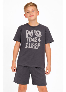TRAX boys’ anthracite summer pyjamas with short-sleeved top and bermuda shorts