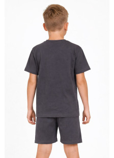 TRAX boys’ anthracite summer pyjamas with short-sleeved top and bermuda shorts