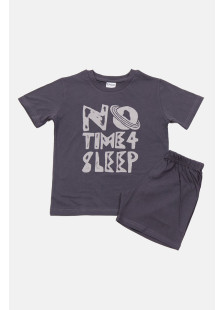 TRAX boys’ anthracite summer pyjamas with short-sleeved top and bermuda shorts