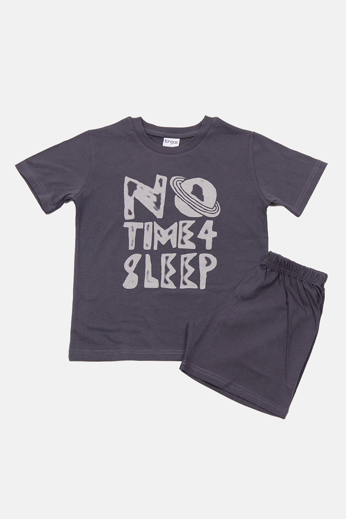 TRAX boys’ anthracite summer pyjamas with short-sleeved top and bermuda shorts