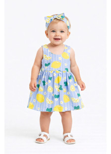 TRAX light blue baby sleeveless dress with hair ribbon 49026