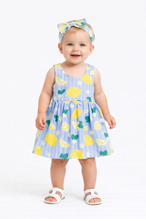 TRAX Baby Sleeveless Dress with Hair Ribbon 49026 Light Blue