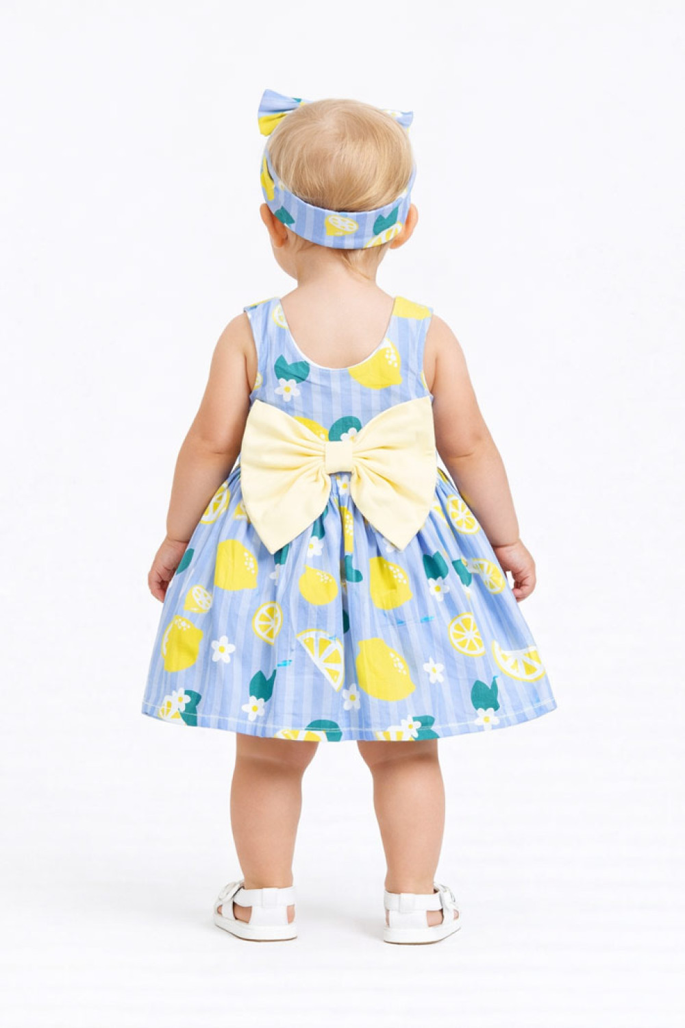 TRAX light blue baby sleeveless dress with hair ribbon 49026
