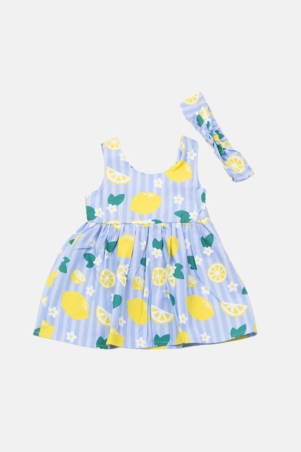TRAX light blue baby sleeveless dress with hair ribbon 49026