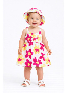 TRAX white baby sleeveless dress with hat 49022