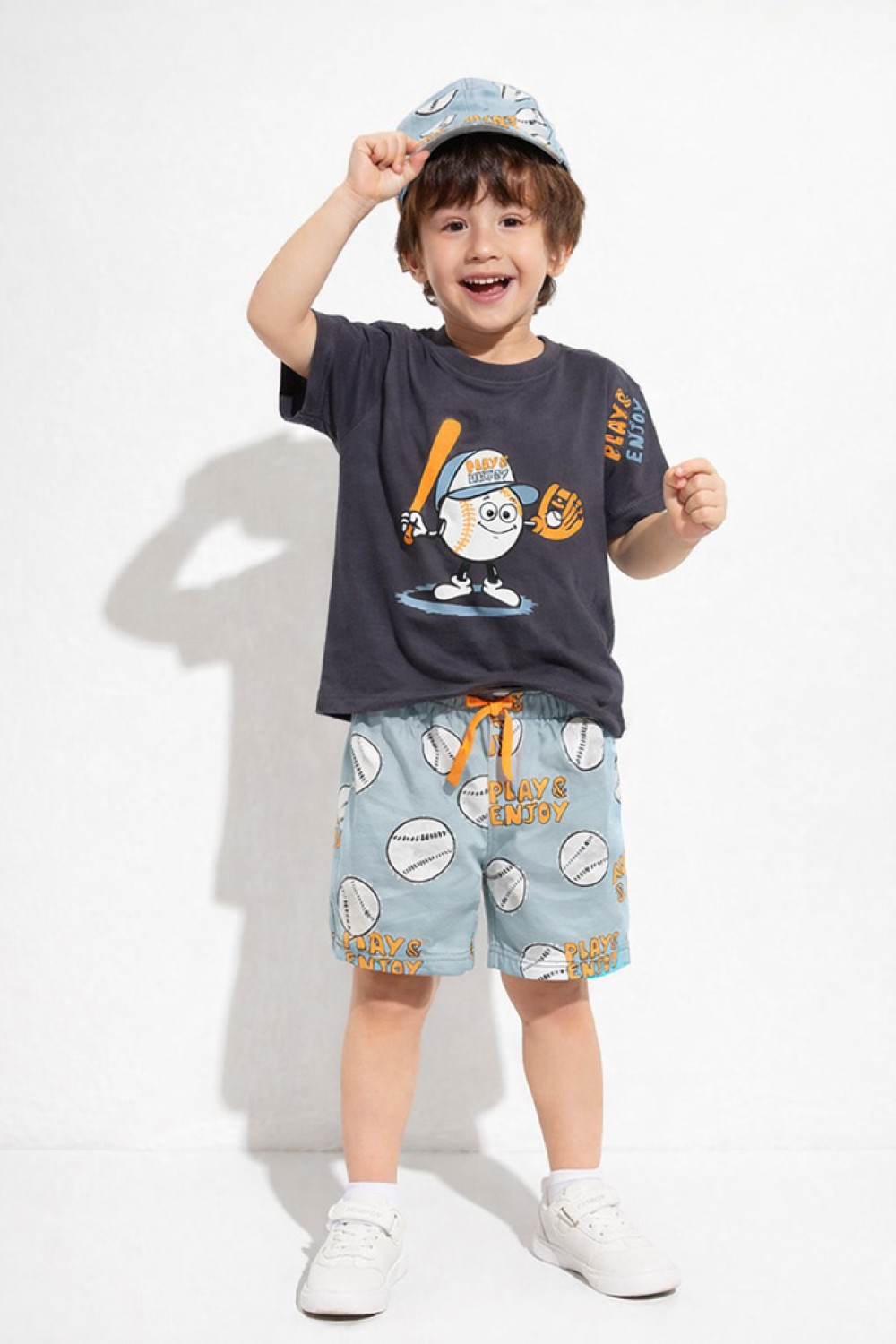 TRAX charcoal boys' summer set with hat 49429