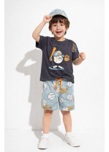 TRAX charcoal boys' summer set with hat 49429