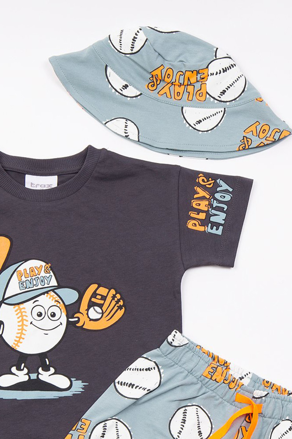 TRAX charcoal boys' summer set with hat 49429