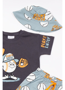 TRAX charcoal boys' summer set with hat 49429