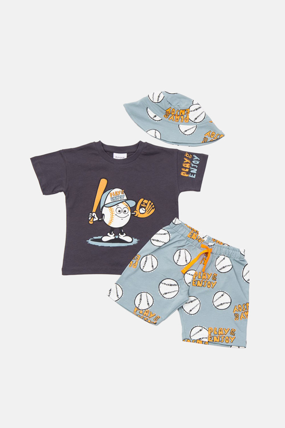 TRAX charcoal boys' summer set with hat 49429