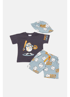 TRAX charcoal boys' summer set with hat 49429