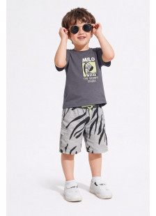 TRAX boys' charcoal summer set with T-shirt and shorts