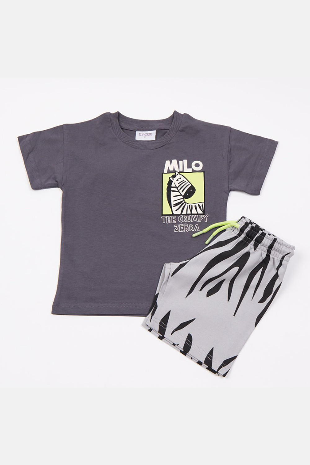 TRAX boys' charcoal summer set with T-shirt and shorts