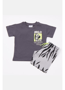 TRAX boys' charcoal summer set with T-shirt and shorts