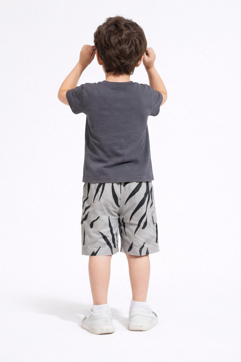 TRAX boys' charcoal summer set with T-shirt and shorts