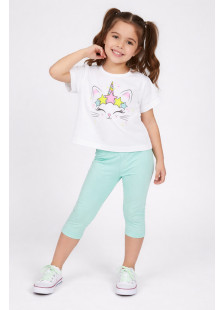 White TRAX girls' summer set with T-shirt and leggings