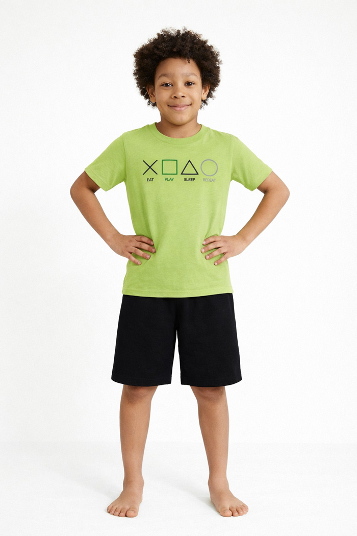 Pretty Baby lime green boys' pyjamas with short-sleeved top and shorts