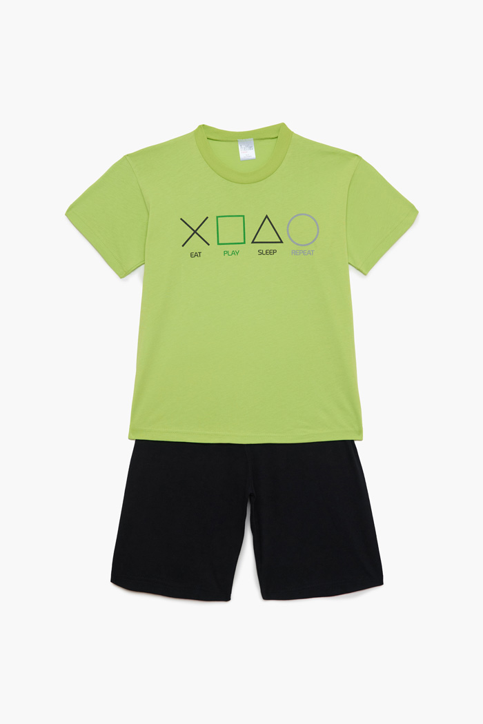Pretty Baby lime green boys' pyjamas with short-sleeved top and shorts